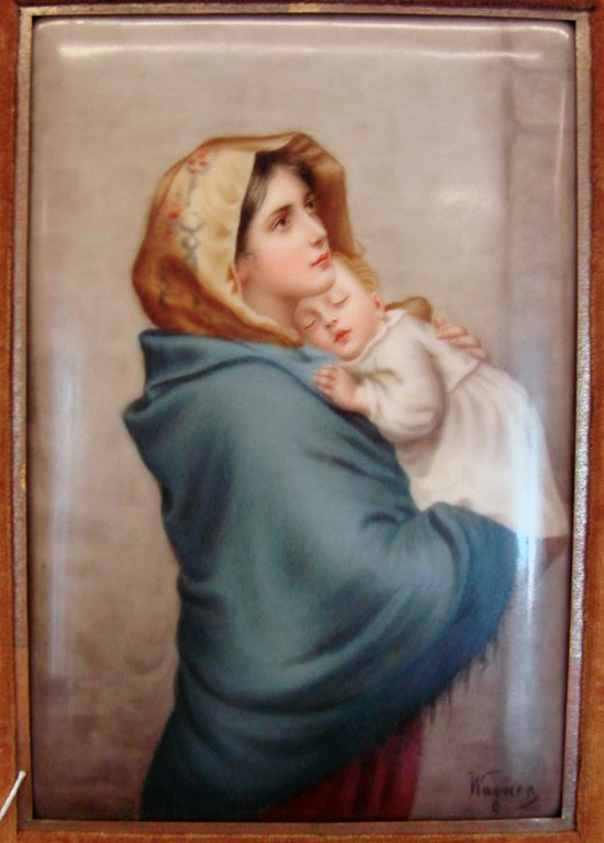Signed ‘Wagner,’ this painting on a Hutschenreuther porcelain plaque is estimated at $1,000-$2,000. Image courtesy of Professional Appraisers and Liquidators LLC Antique Auctions.